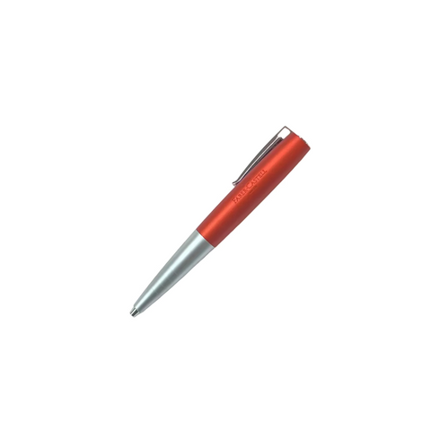 Pen with orange and silver body on a white background