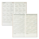 Calendar and travel planner with monthly views and travel plans on a white background