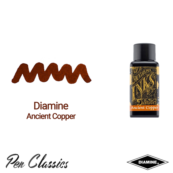Diamine Ancient Copper 30ml Bottle and Swab