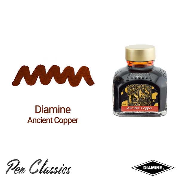 Diamine Ancient Copper 80ml Bottle and Swab