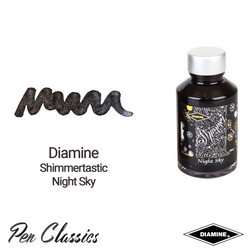 Diamine Shimmertastic Night Sky 50ml Bottle and Swab