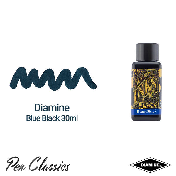 Diamine Blue Black 30ml Ink Swatch Bottle