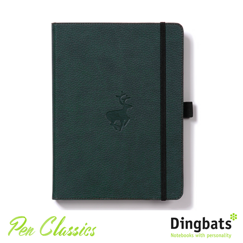 Dingbats Wildlife Green Deer A4 Dot Grid Closed Notebook Cover