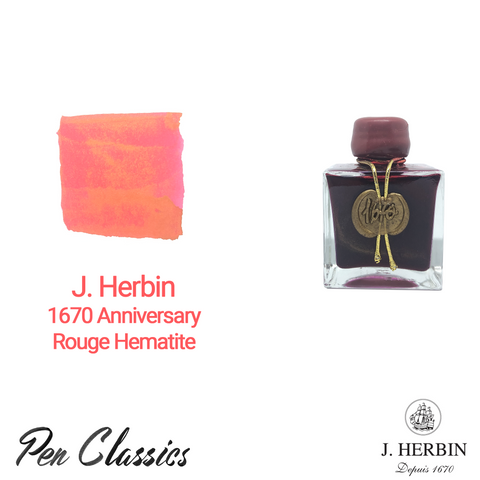 J Herbin 1670 Anniversary Rouge Hematite Swab and Bottle