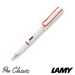 Lamy Safari Fountain Pen White and Red Posted with Nib.png