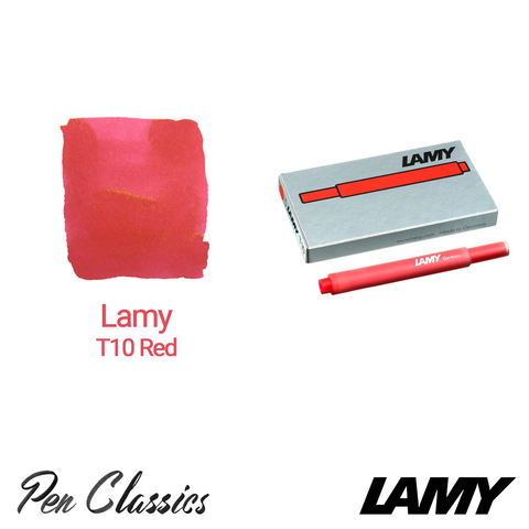 Lamy T10 Red Cartridges 5 Pack Cartridge and Swab