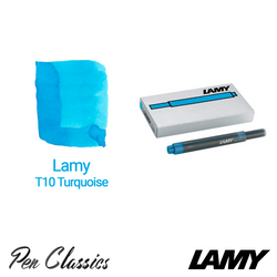 Lamy T10 Turquoise Cartridges 5 Pack and Swab