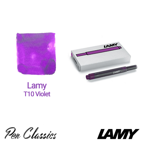 Lamy T10 Violet Cartridges 5 Pack Cartridge and Swab