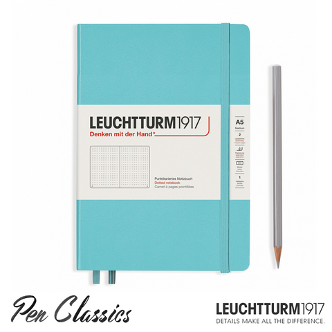 Front cover of an A5 Dot Grid Leuchtturm 1917 Notebook in Aquamarine