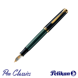 Pelikan Souverän M800 Fountain Pen Black and Green with Gold Posted