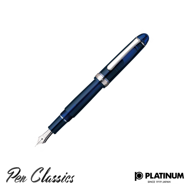 Platinum #3776 Chartres Blue Rhodium Trim Nib Posted