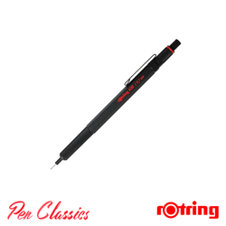 A picture of a black Rotring 600 with a 0.7mm lead and the lead extended
