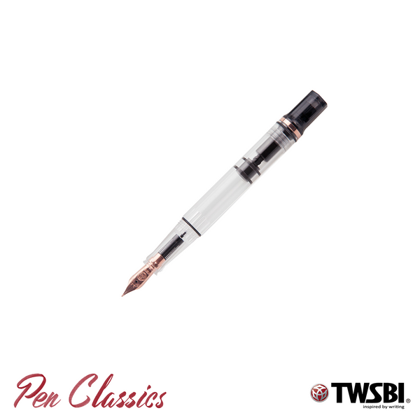 TWSBI Eco Smoke Rose Gold Pen Uncapped with Nib